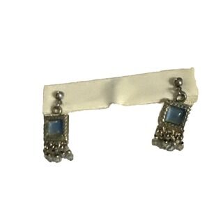 Silver chandelier beaded Earrings 6x4mm Natural Jewelry E2-16‎
